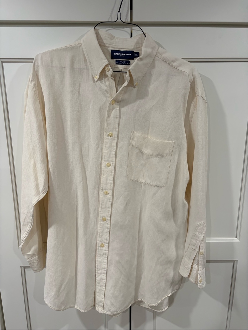 Ralph Lauren Men’s Cream Button-Down Shirt Golf Branded